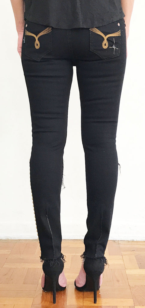 DISTRESSED SKINNY BLACK JEAN -WOMEN'S