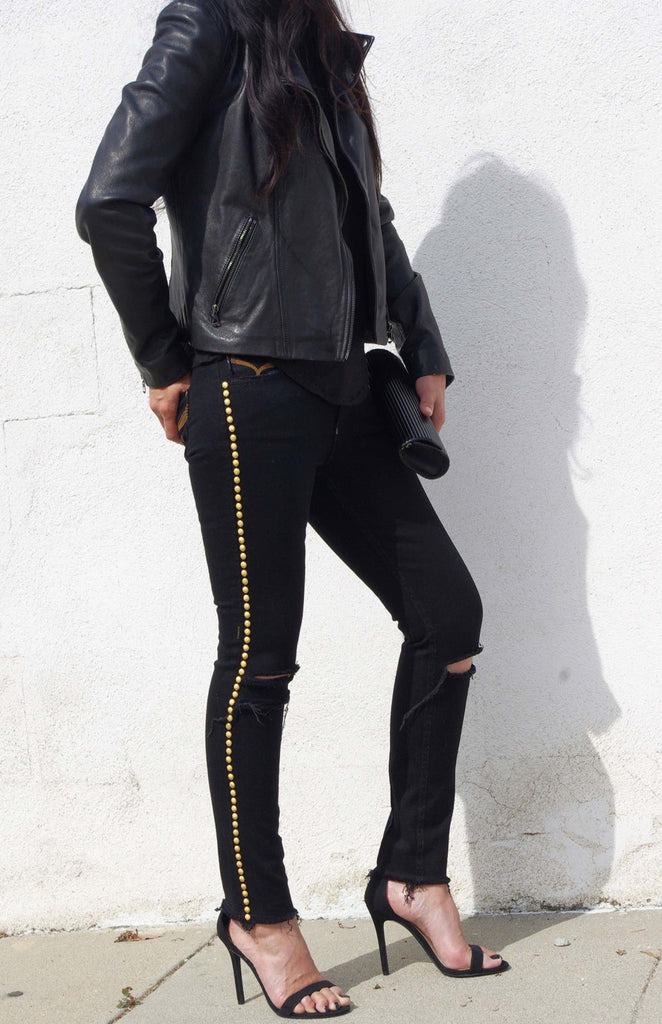 DISTRESSED SKINNY BLACK JEAN -WOMEN'S