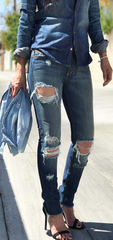DESTROYED SKINNY JEANS -WOMEN'S