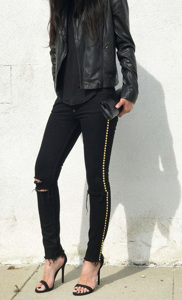 DISTRESSED SKINNY BLACK JEAN -WOMEN
