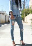 DISTRESSED SKINNY JEANS WOMEN'S - STEP HEMLINE