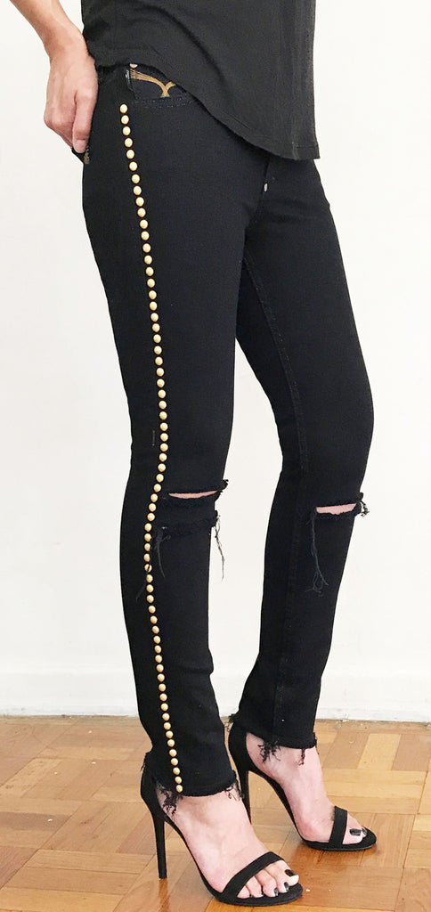 DISTRESSED SKINNY BLACK JEAN -WOMEN'S