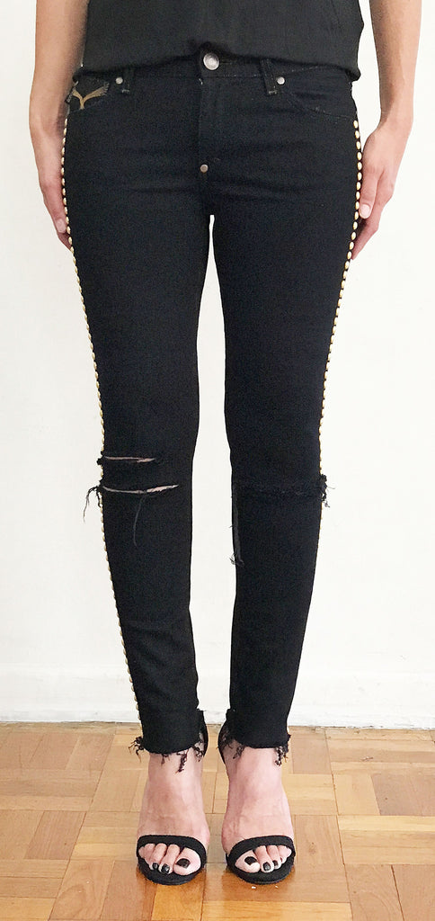 DISTRESSED SKINNY BLACK JEAN -WOMEN'S