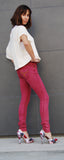 Color Skinny Jean's, Color Denim (Red Plum Color Skinny Fit Jean's)