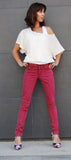 Color Skinny Jean's, Color Denim (Red Plum Color Skinny Fit Jean's)